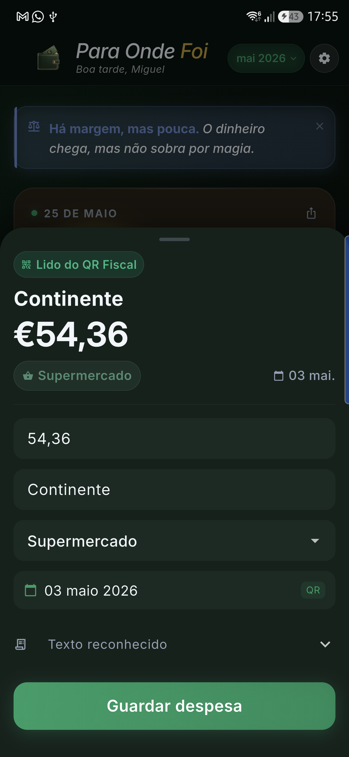 Leitor de QR fiscal