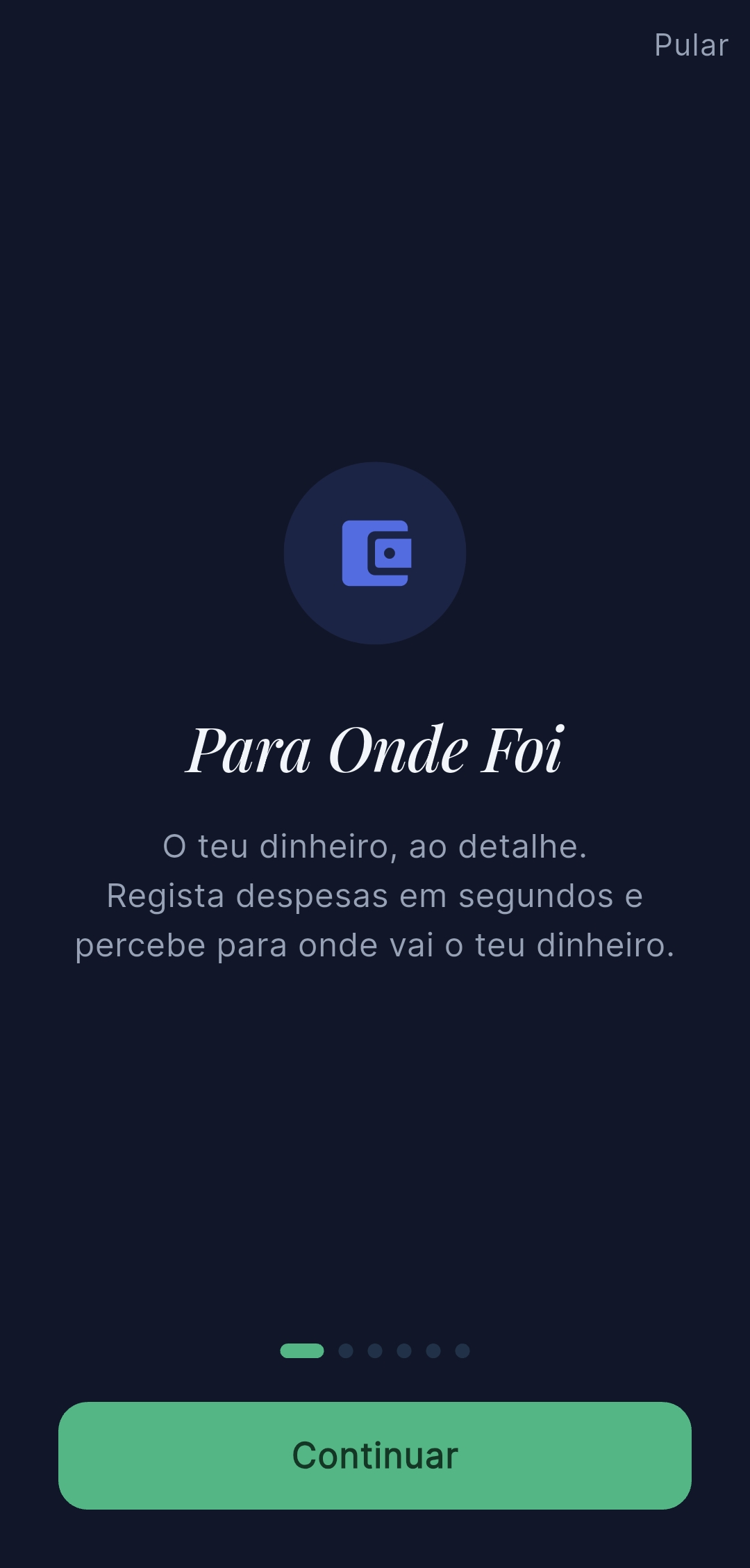 Ecrã de boas-vindas
